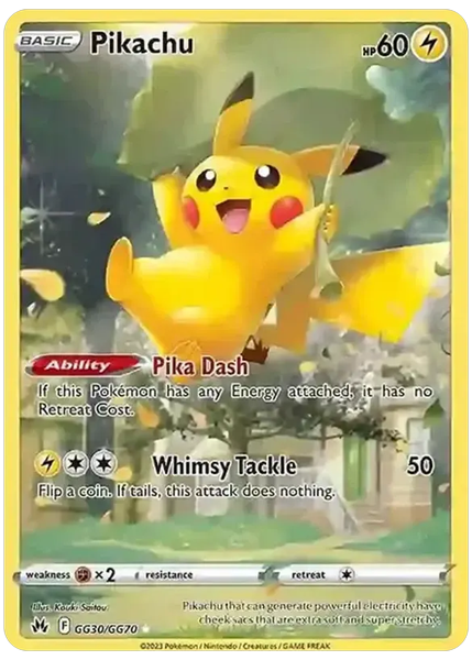 2023 Pokemon Sword and Shield Crown Zenith Full Art/Pikachu Base GG30/GG70