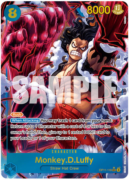 2025 One Piece OP11-A Fist of Divine Speed Monkey D. Luffy Alternate Art OP11-118