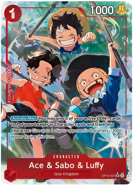 2025 One Piece OP13-Carrying on His Will Ace & Sabo & Luffy Alternate Art OP13-007